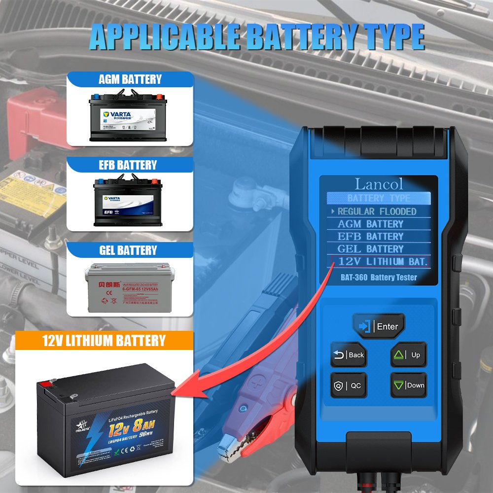 Car Battery CCA Analyzer BAT-360 Updated Strong Clamp 12V LifePO4 Battery tester