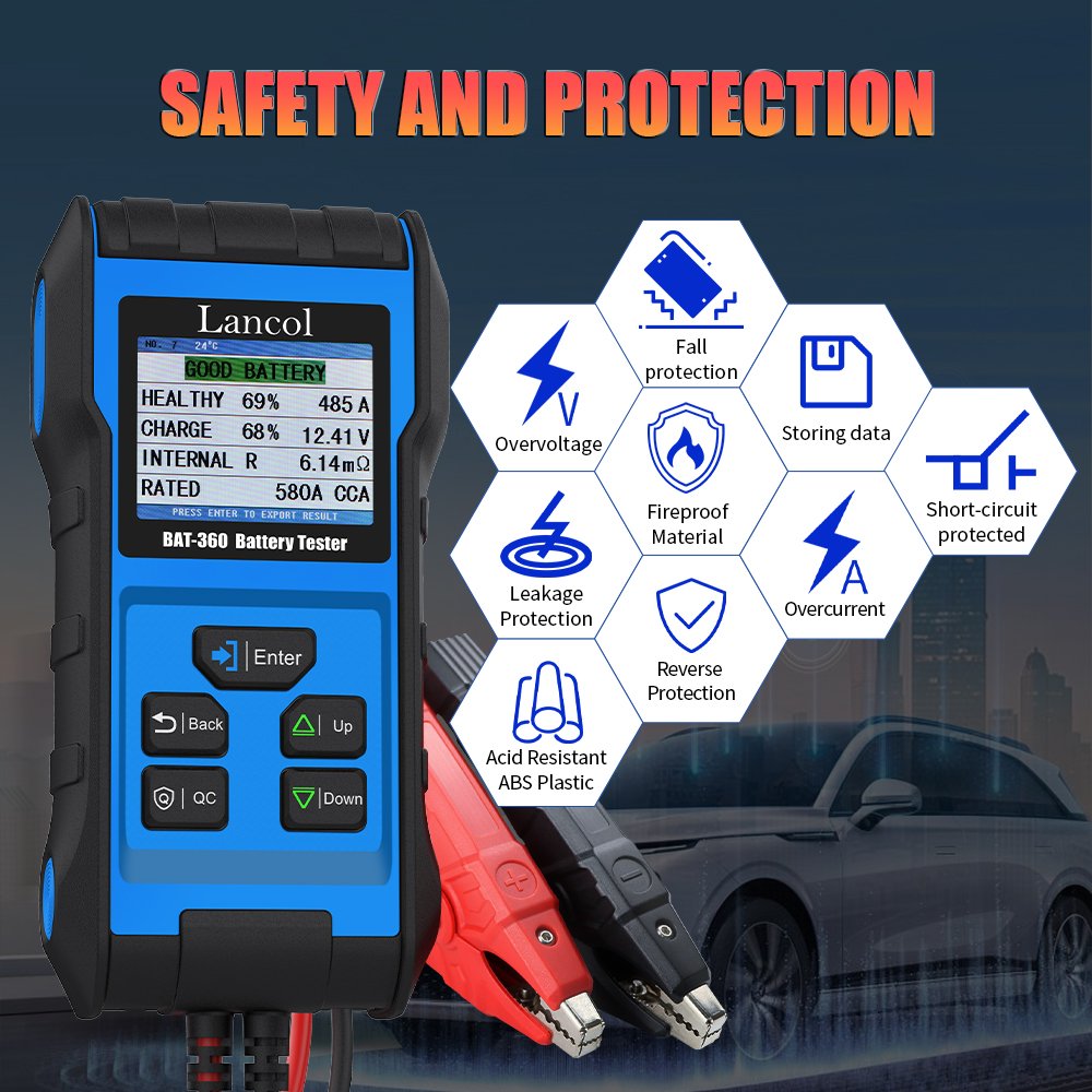 Car Battery CCA Analyzer BAT-360 Updated Strong Clamp 12V LifePO4 Battery tester