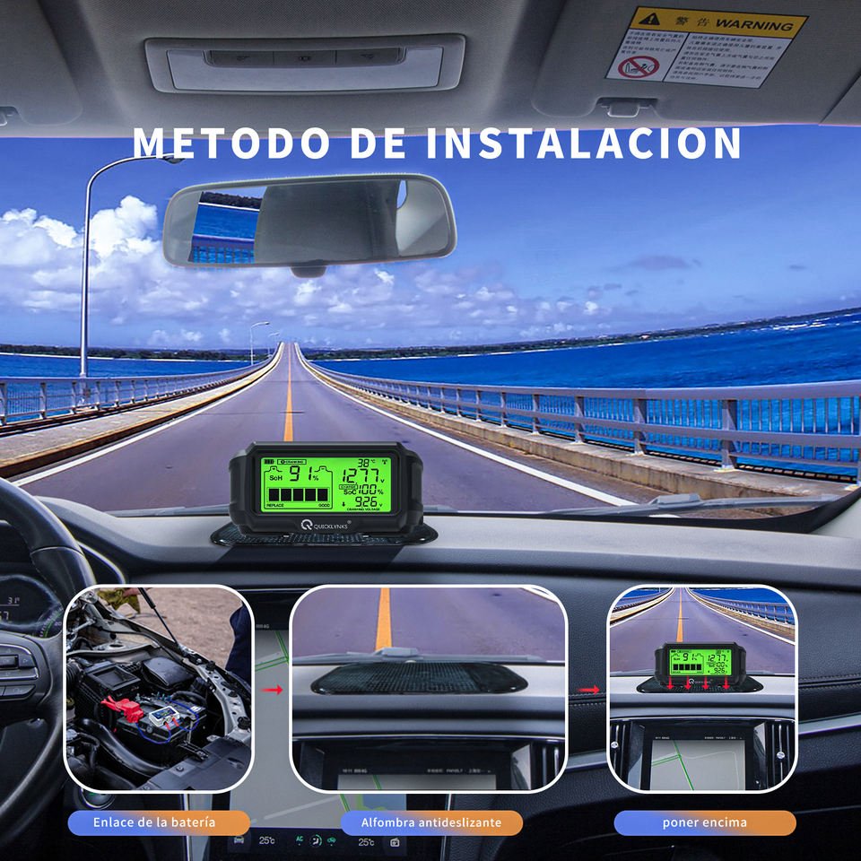 QUICKLYNKS BM5-D 12V LED Battery Monitor Head Up Display Battery Health Tester Analyzer Charging Tester Tool