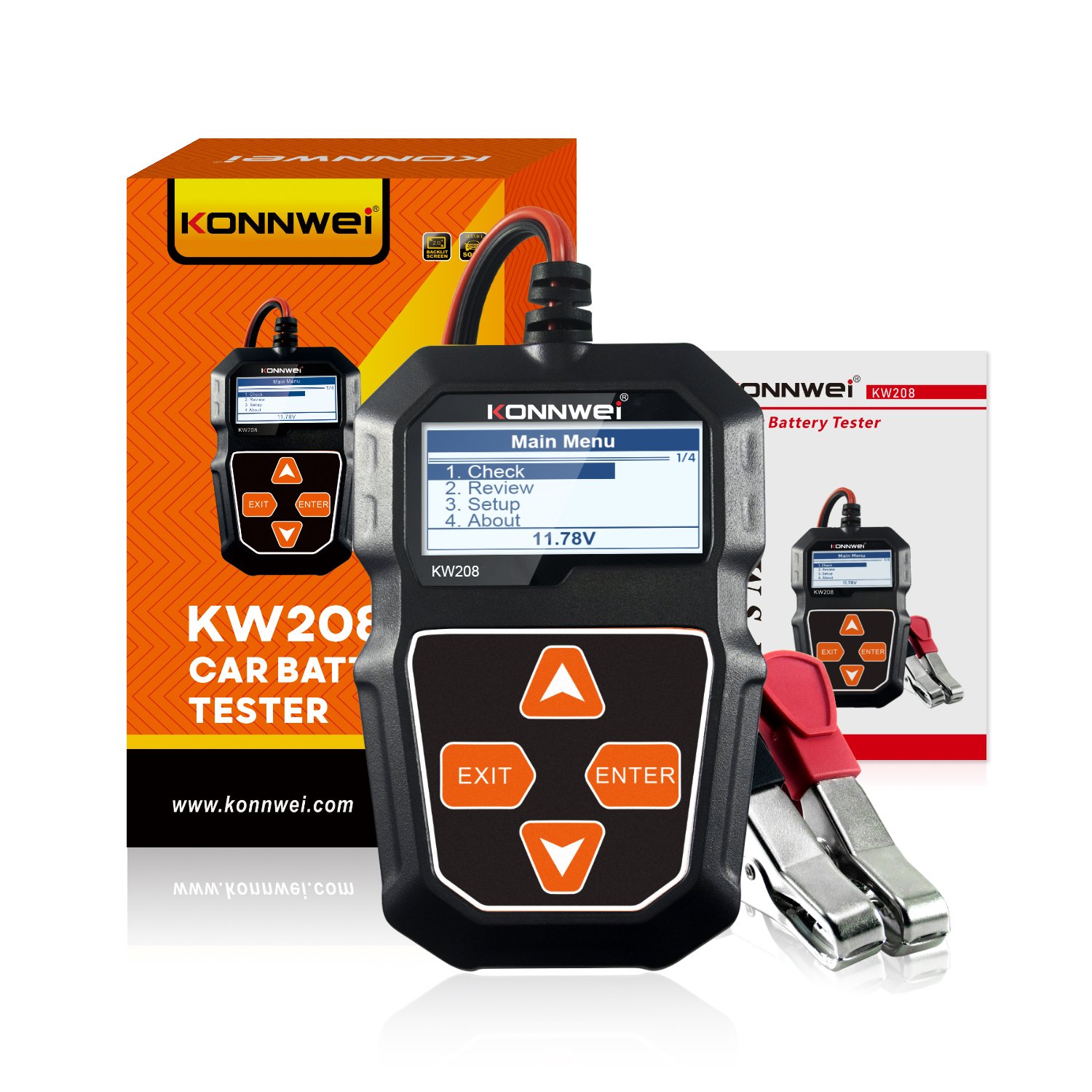 KONNWEI KW208 Car Battery Tester 12V 100 to 2000CCA Cranking Charging Circut Detector Battery Analyzer 12 Volts Car Battery Tool