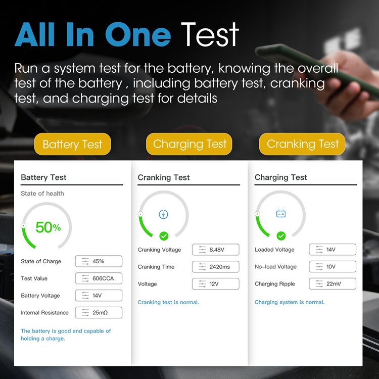 TOPDON BTMobile Lite Car Battery Tester Support 12V Car Battery Load Tester Battery 6/12 Volts