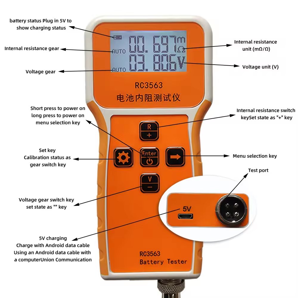 RC3563 Battery Tester Measuring Internal Resistance Detector High Precision Voltage Tester For Lithium Battery