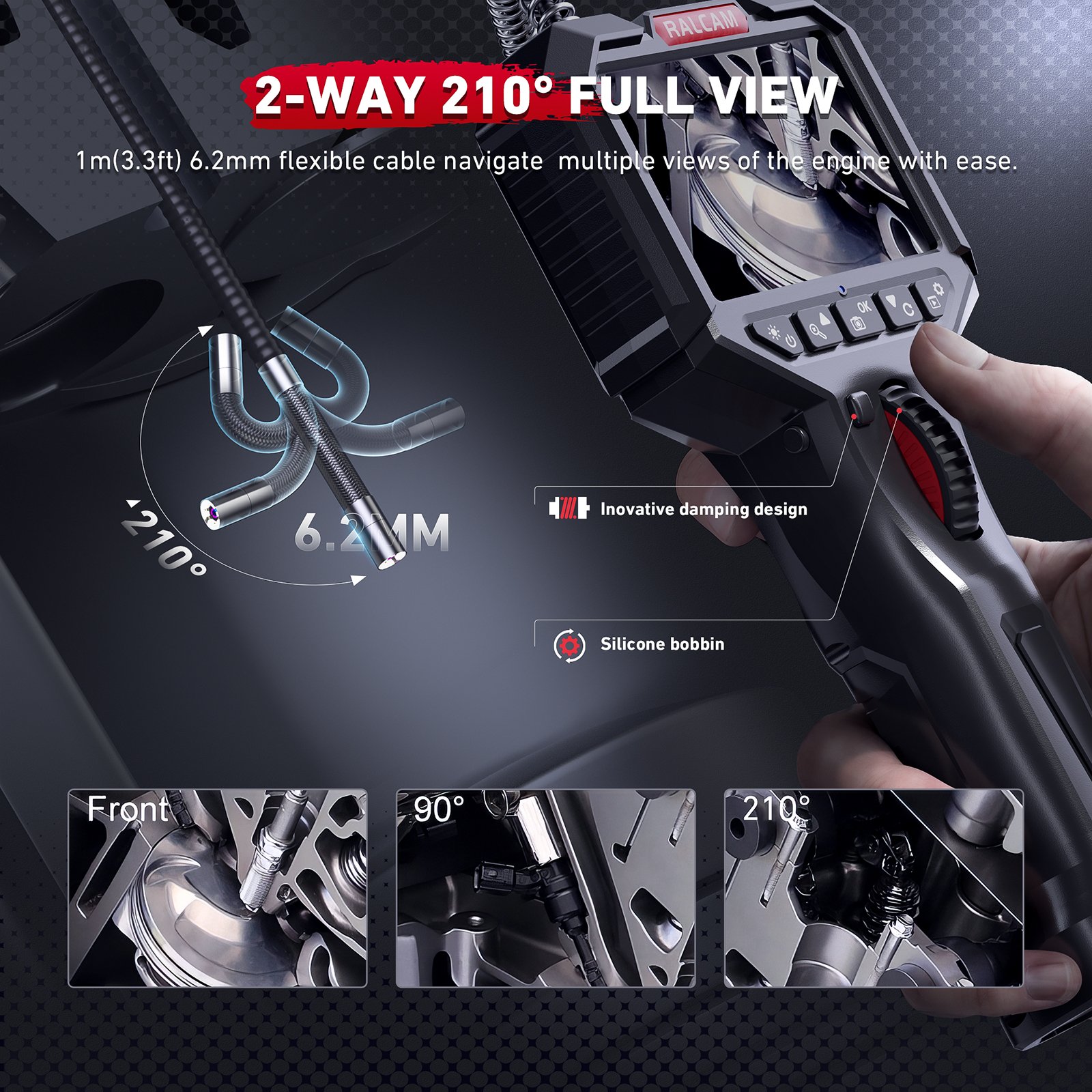 Industrial inspection Camera Borescope Camera Endoscope Auto Diagnostic Articulating 180 degree Tool ForCars