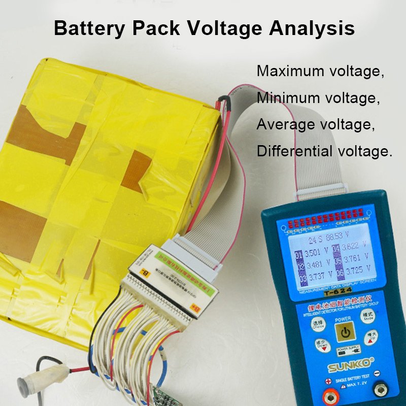 SUNKKO T624 lithium battery pack tester 8A active equalization board suit differential pressure intelligent detection analyzer