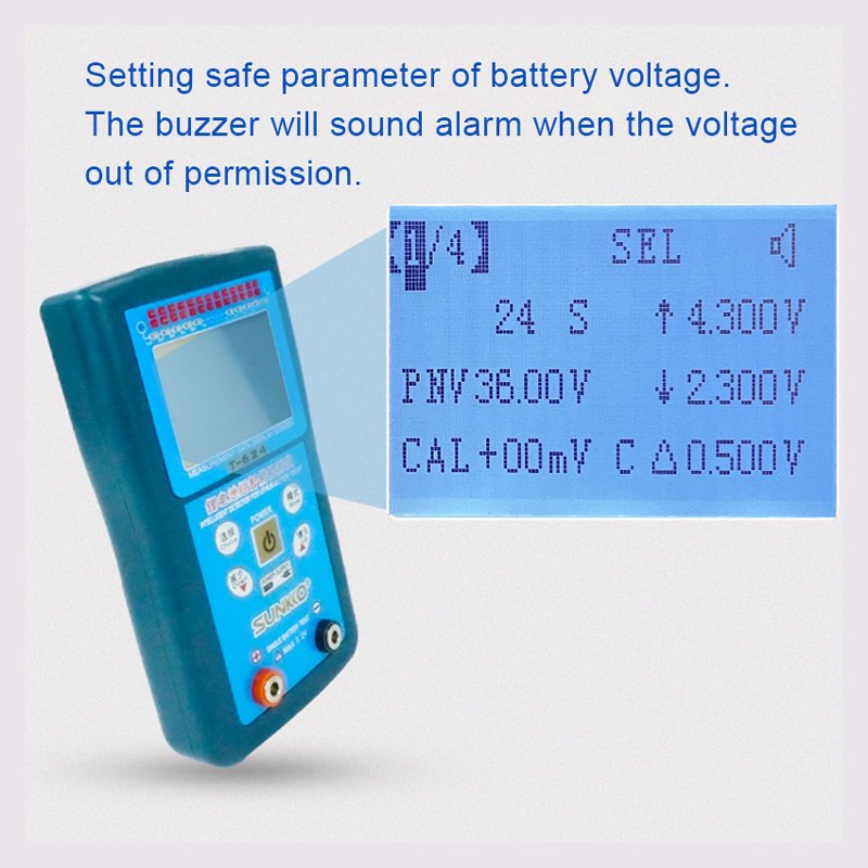 SUNKKO T624 lithium battery pack tester 8A active equalization board suit differential pressure intelligent detection analyzer