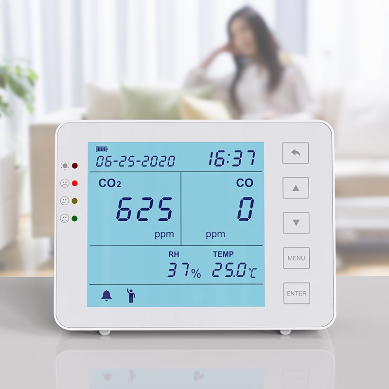 LCD display Air quality monitor, CO2 meter multi-functional gas detector for CO2,CO Temp, RH