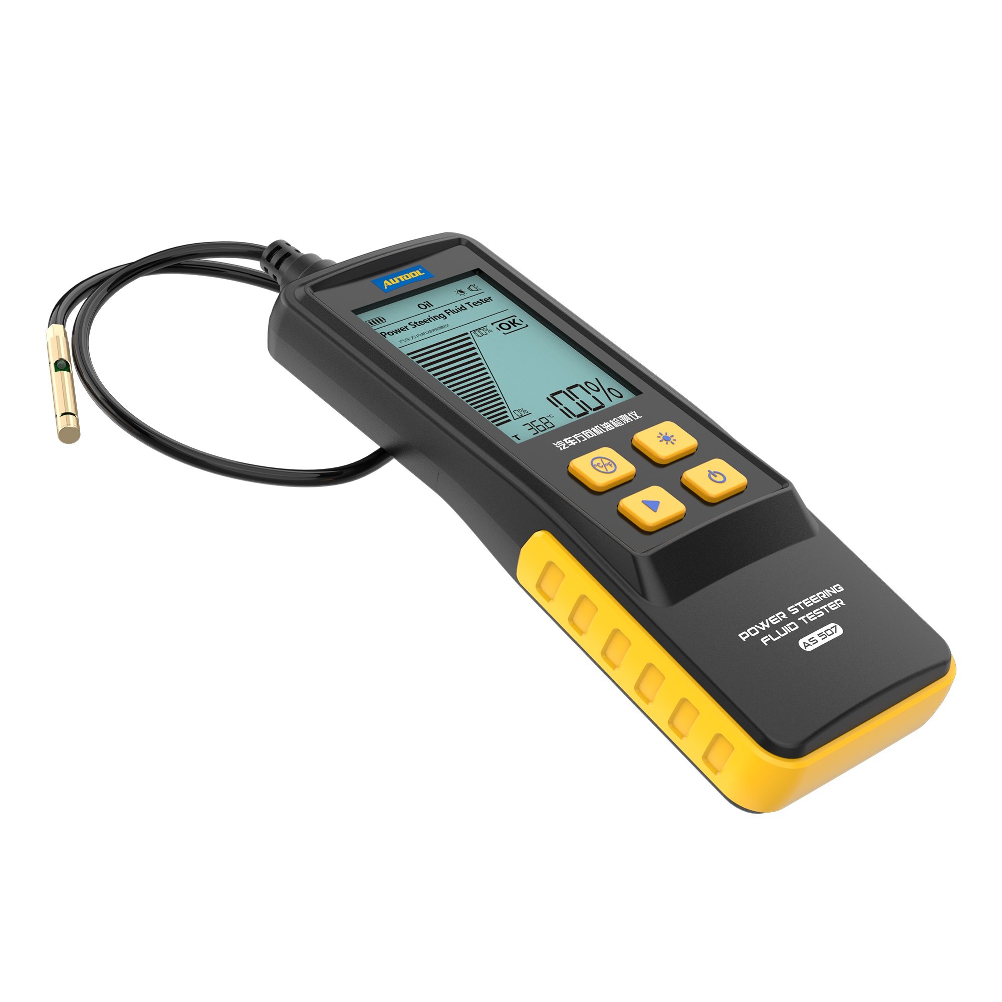 AUTOOL AS507 Electric Power Steering Fluid Analyzer Tester Kit With Oil Temp Transmittance Display 2.8-Inch Backlit Screen
