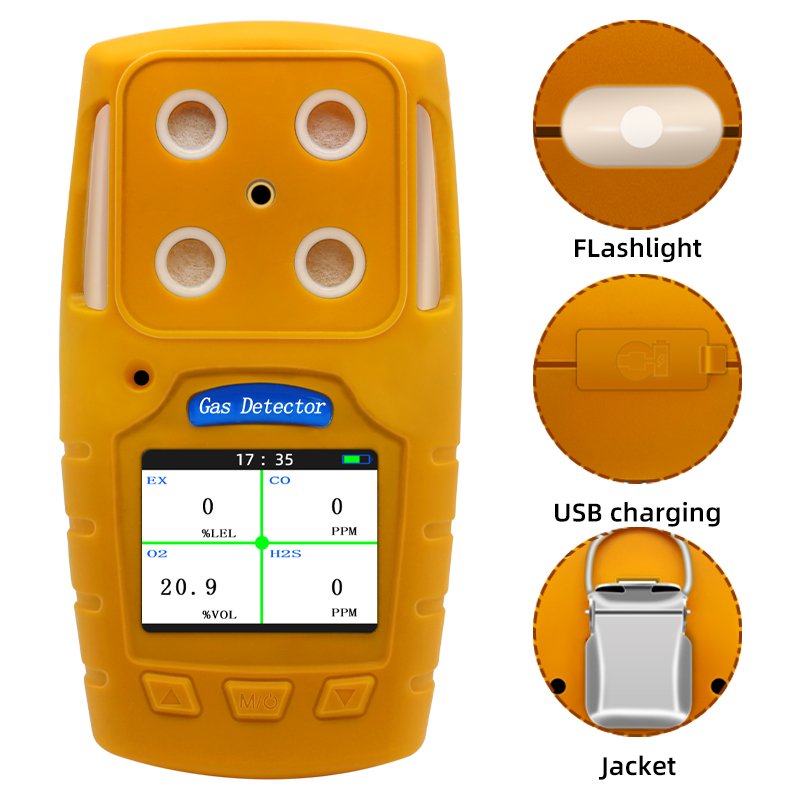 Portable Gas Detector,4 Gas Monitor Meter Tester,Make sure your family and house is protected, customisable multi gas monitor