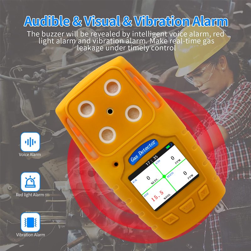 Portable Gas Detector,4 Gas Monitor Meter Tester,Make sure your family and house is protected, customisable multi gas monitor