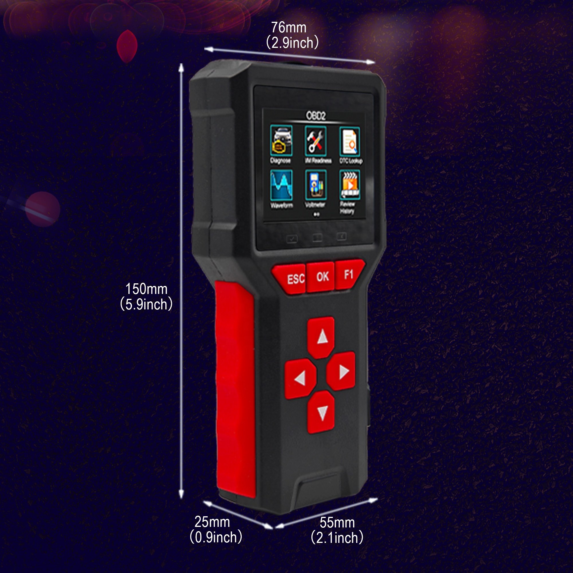 Universal 2 in 1 OBD2 Scanner Scanner+ Car Battery Tester, 12V/24V Analyzer Capacity Load Tester Cranking Test 20-3300CCA