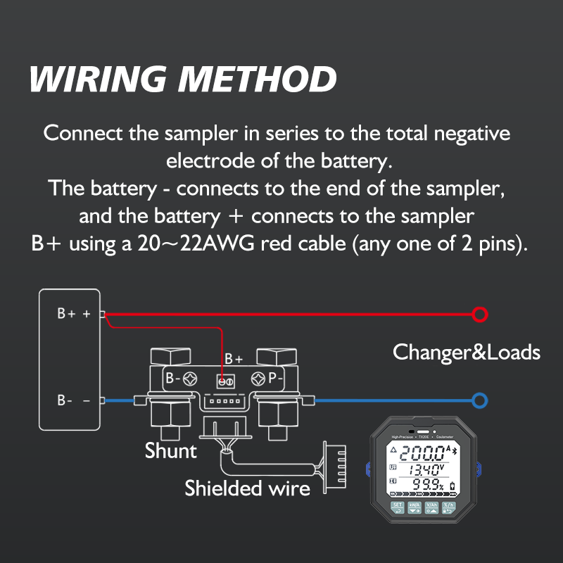 TX20 500A Battery Tester with LCD Display Voltage Current Meter Battery Capacity Indicator Coulomb Meter LiFePO4 Battery Monitor