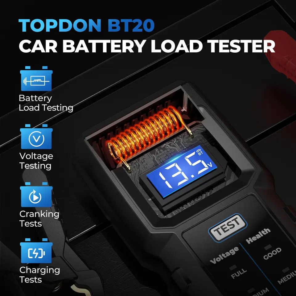 TOPDON Factory Supply BT20 lead Acid 12V Battery Cranking Charging Vehicles Automotive Motorcycle Car Battery Analyzer Tester