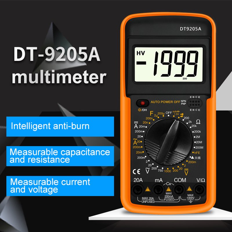 DT9205A smart multimeter LCD Digital Tester Overload Protection Detector Electrician test multi meter digital multimeter