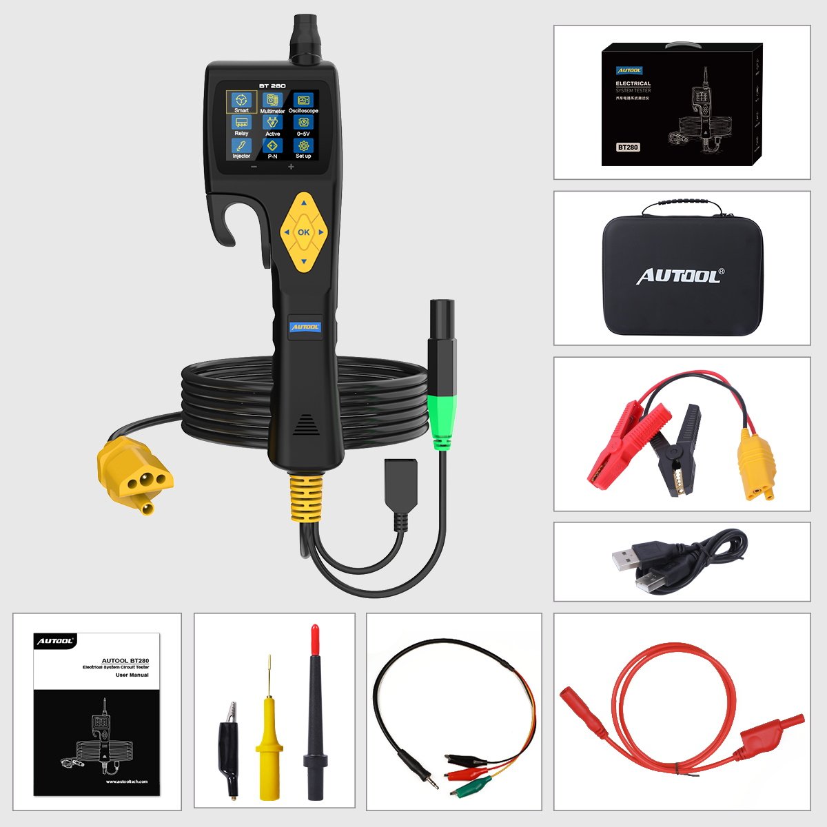 AUTOOL BT280 Electric System Tester Car Circuit System Detector Automotive Diagnostic 9V-30V Multilanguages Tool