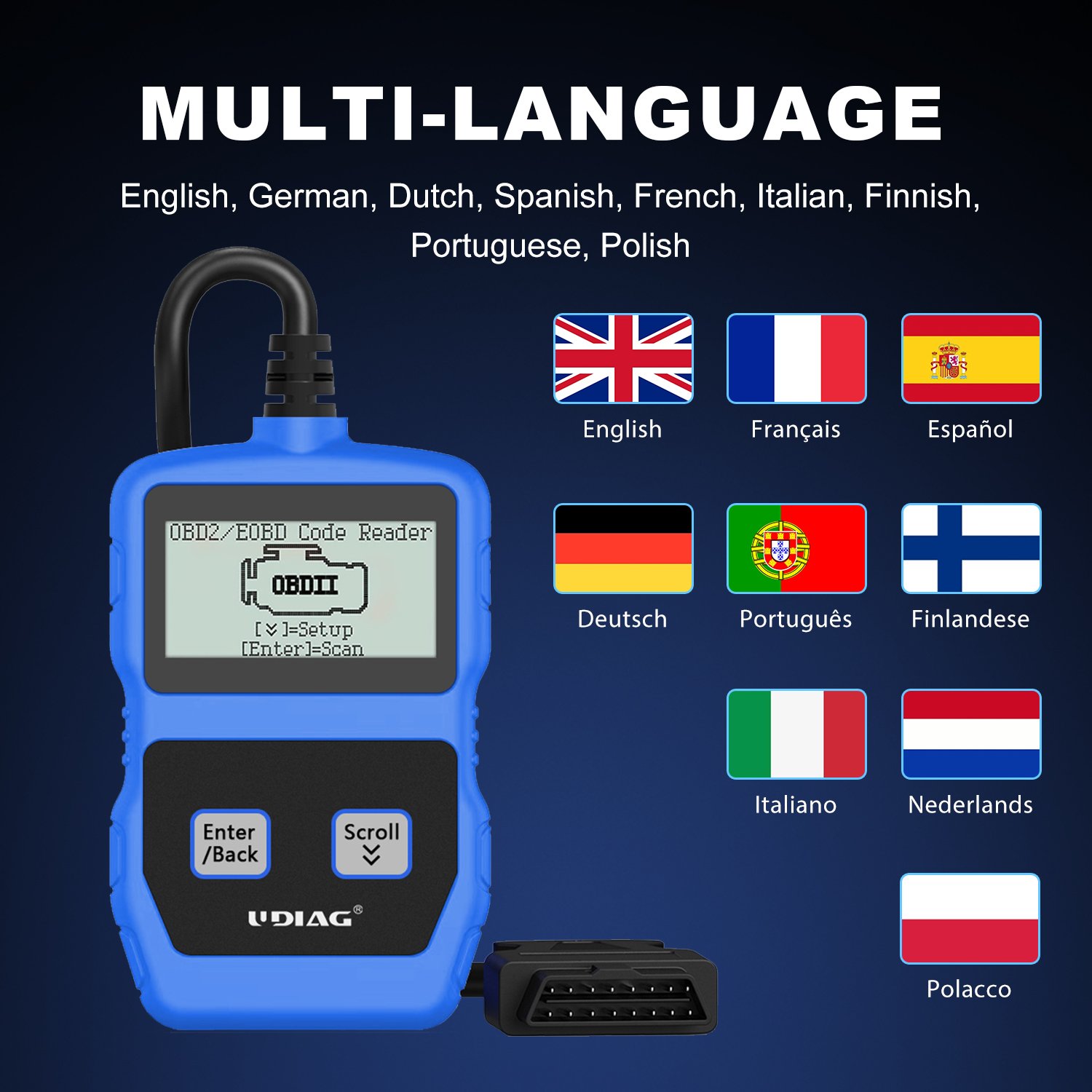 UDIAG CR200 OBD2 Auto Scanner ABS Plastic Multi-Model Car Scan Check Engine Diagnostic Tool Fault Automotive OBDII Code Reader