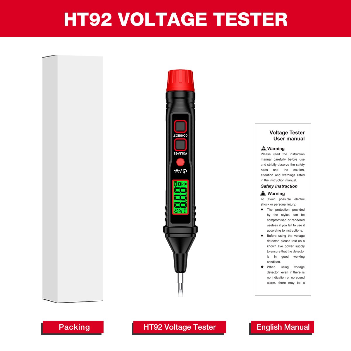 HABOTEST Low Price electric test equipment AC voltage detector tester pen with screwdriver electrical circuit break checker HT92