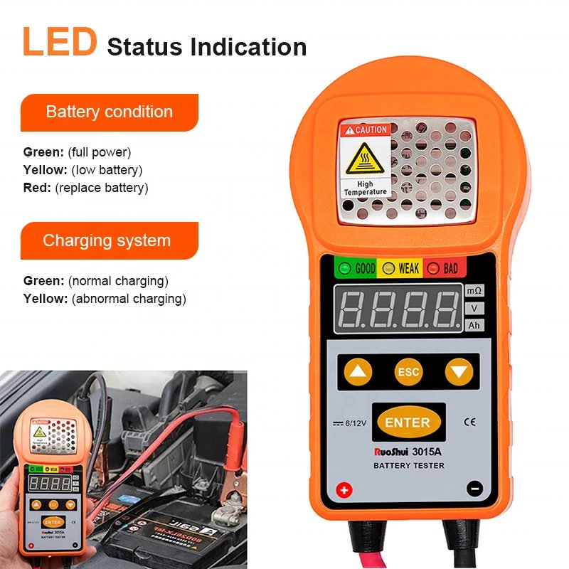 RuoShui 3015A Battery Tester Battery Detector Meter Charger Analyzer 12V for Vehicle Voltage Test Charging Cricut Load Tools