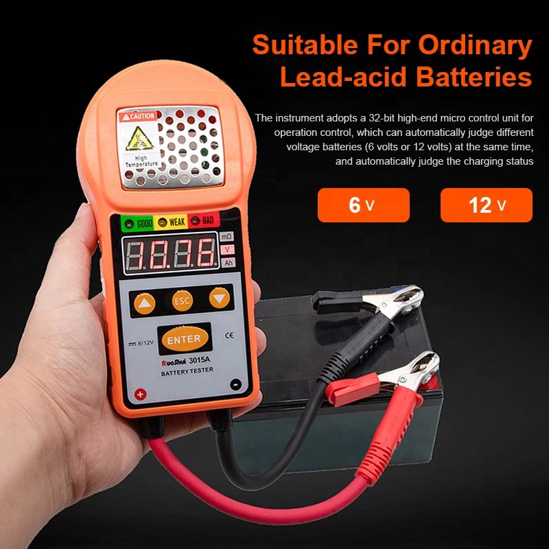 RuoShui 3015A Battery Tester Battery Detector Meter Charger Analyzer 12V for Vehicle Voltage Test Charging Cricut Load Tools
