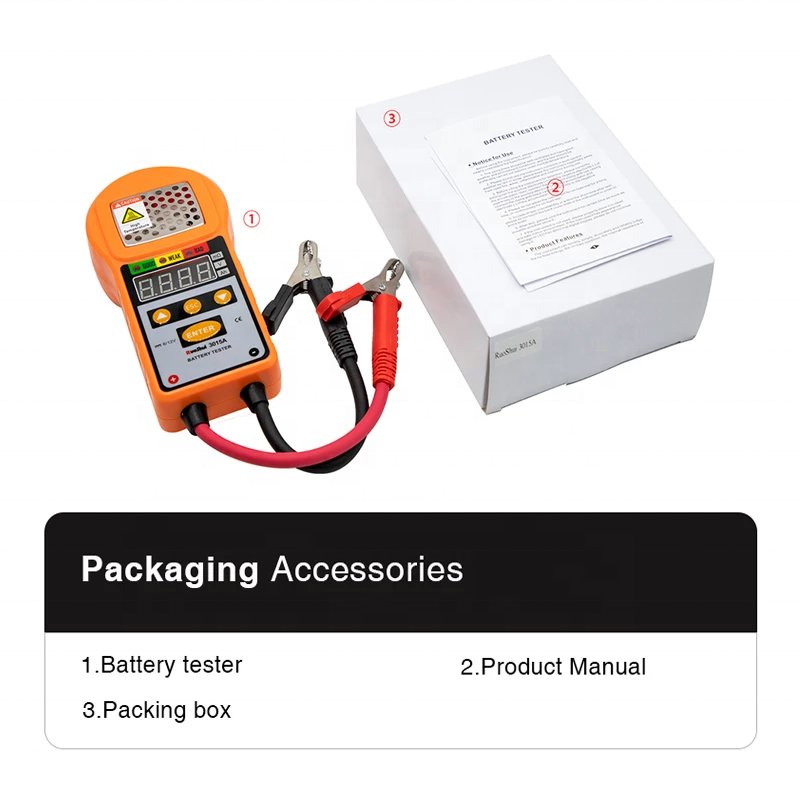 RuoShui 3015A Battery Tester Battery Detector Meter Charger Analyzer 12V for Vehicle Voltage Test Charging Cricut Load Tools