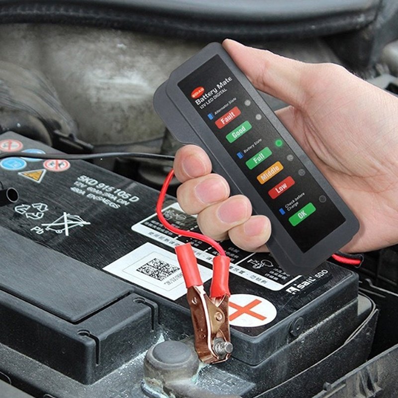 12V Battery Tester Digital Alternator Tester 6 LED For Lights Detect Display Car Tool Auto Battery Tester Box For Car Motorcycle