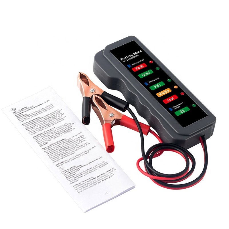 12V Battery Tester Digital Alternator Tester 6 LED For Lights Detect Display Car Tool Auto Battery Tester Box For Car Motorcycle