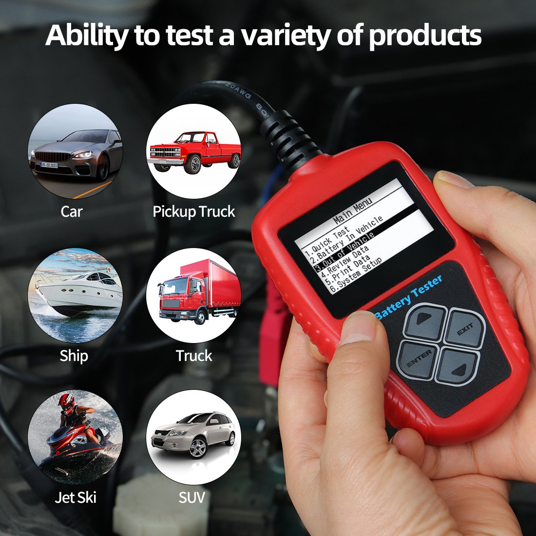 12V Battery tester BA101 CCA Test SOC SOH Current voltage internal resistance health with Print Analyzer