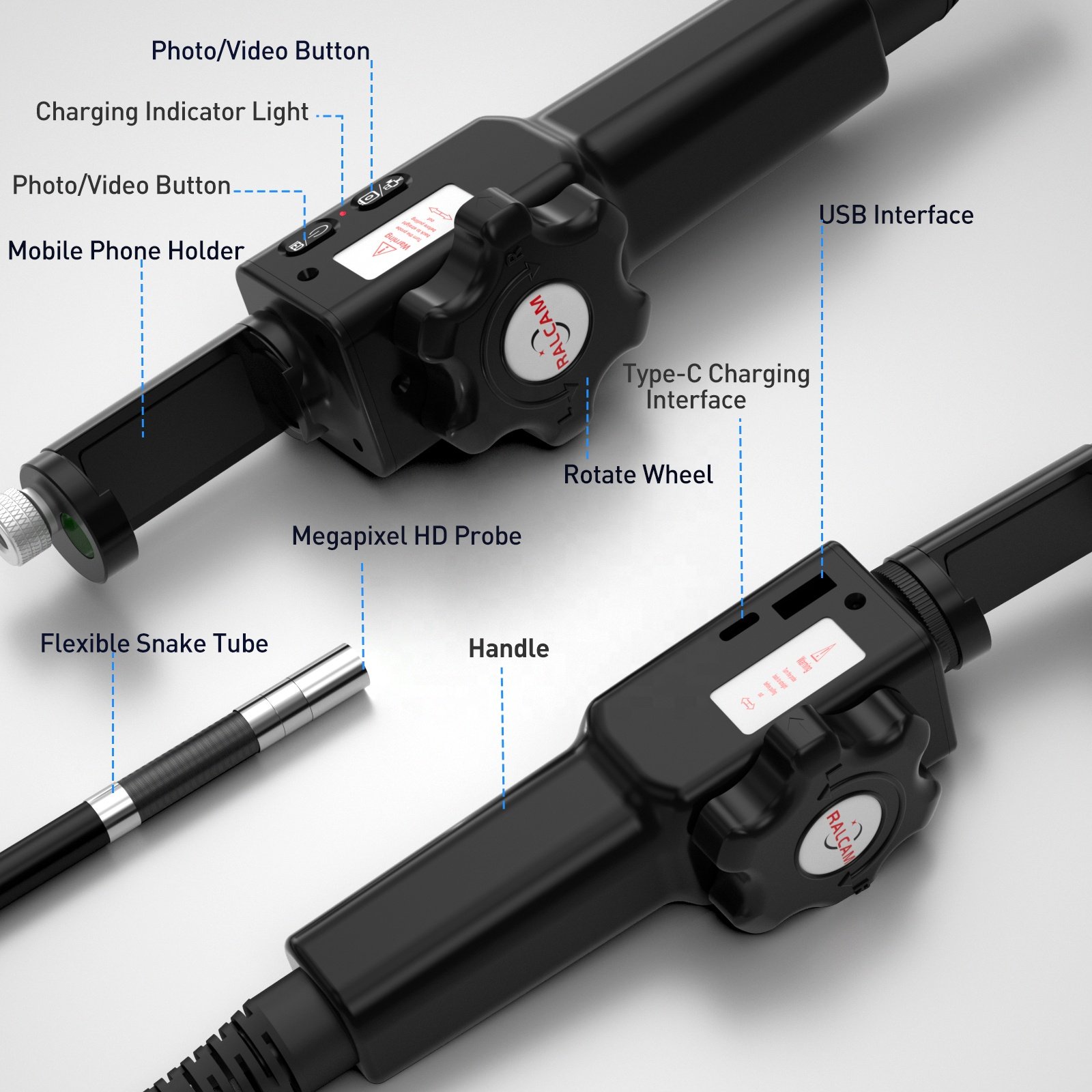 F408A Endoscope Camera System, Portable Endoscope Camera With Android and IOS Dual Systems, Borescope Industrial