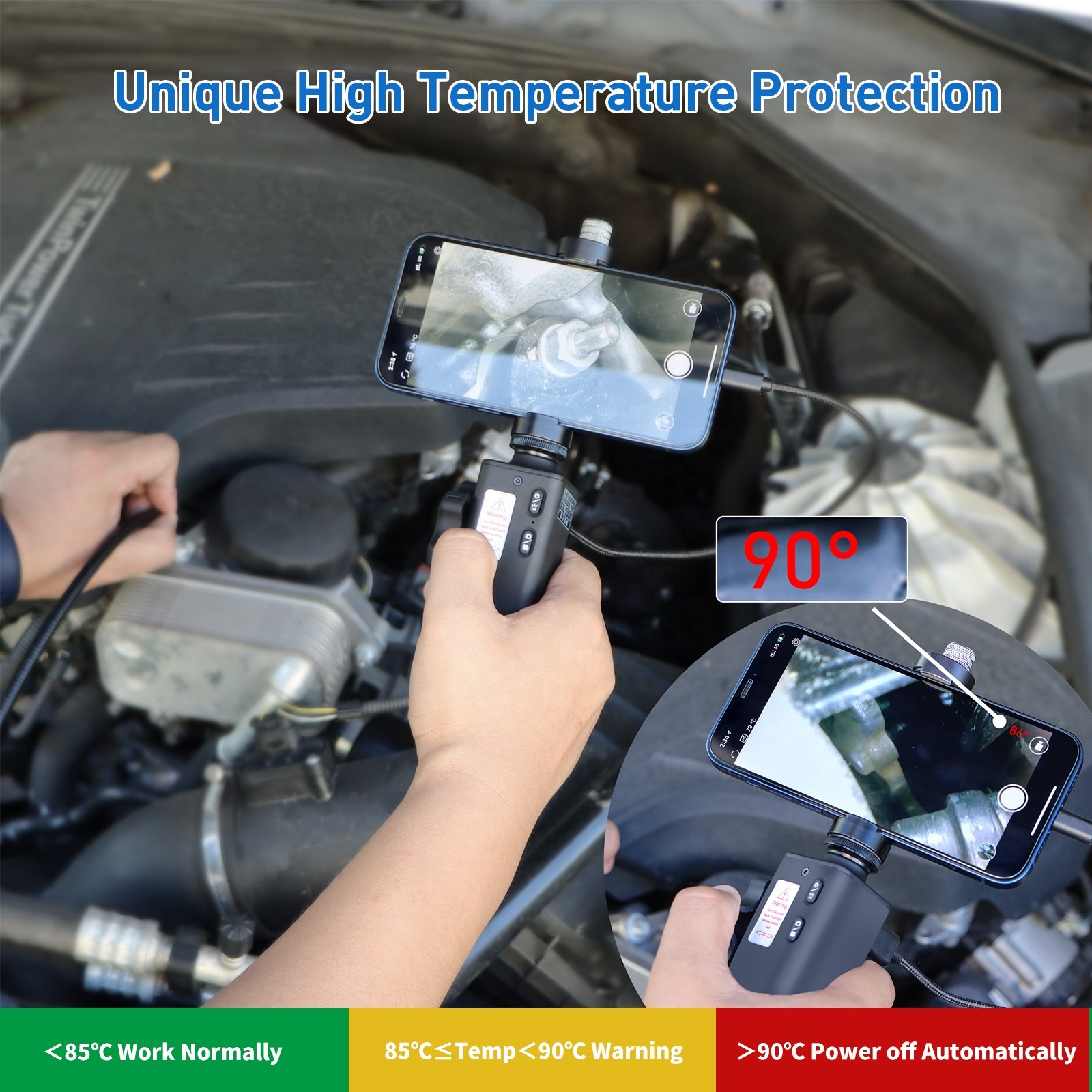 F408A Endoscope Camera System, Portable Endoscope Camera With Android and IOS Dual Systems, Borescope Industrial