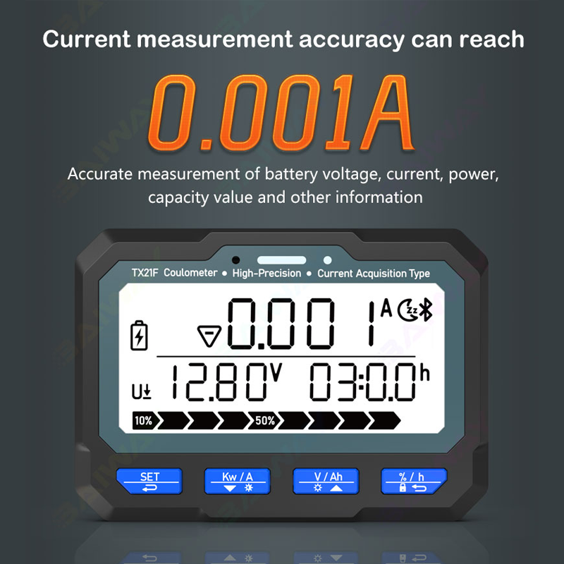 Baiway 8-80V 500A Battery Coulometer Tx21 Professional BT Battery Tester Monitor Battery Capacity Indicator Display