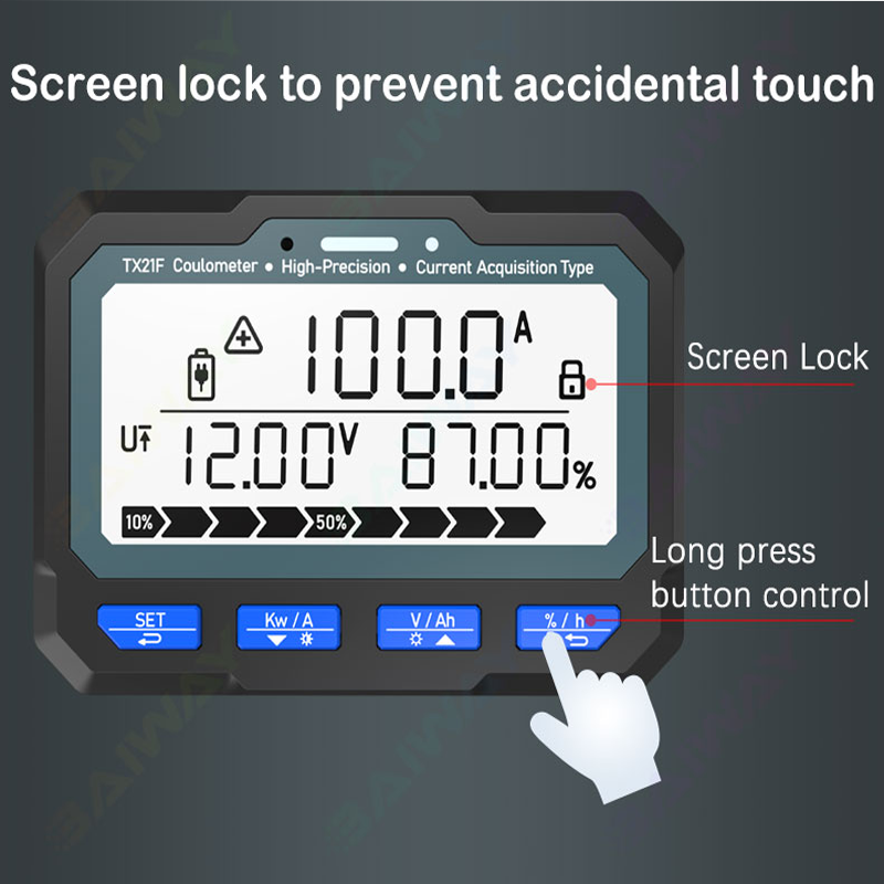 Baiway 8-80V 500A Battery Coulometer Tx21 Professional BT Battery Tester Monitor Battery Capacity Indicator Display