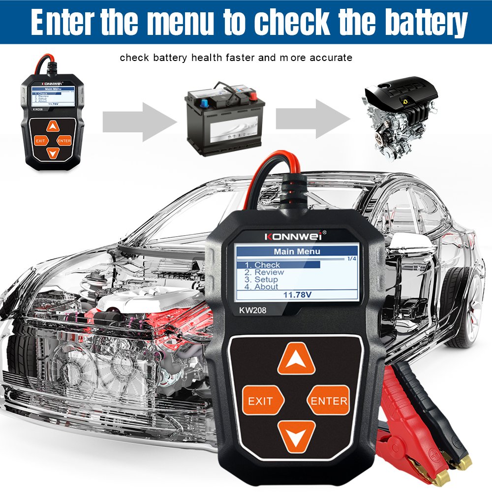 Factory Direct Konnwei KW208 battery tester universal car diagnostic tools Digital Battery Analyzer for 12V car batteries