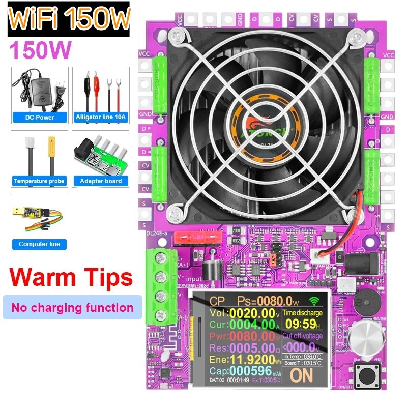 DL24EW 150W WiFi Smart Power Electronic Load Tester DC USB 18650 Voltage Current 48V Battery Capacity Monitor Tools For Tuya app