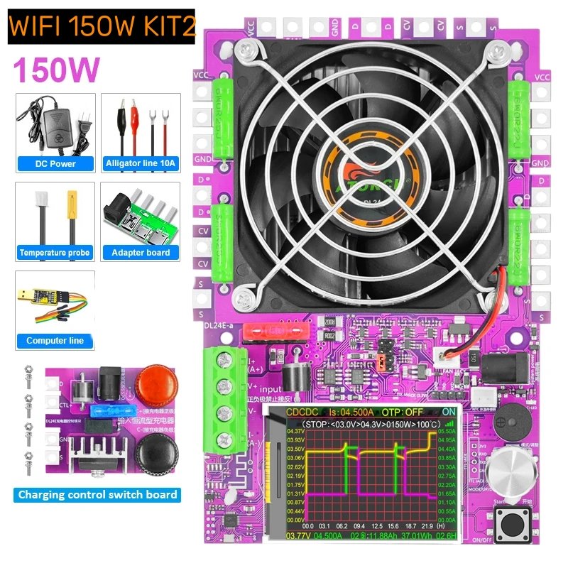DL24EW 150W WiFi Smart Power Electronic Load Tester DC USB 18650 Voltage Current 48V Battery Capacity Monitor Tools For Tuya app