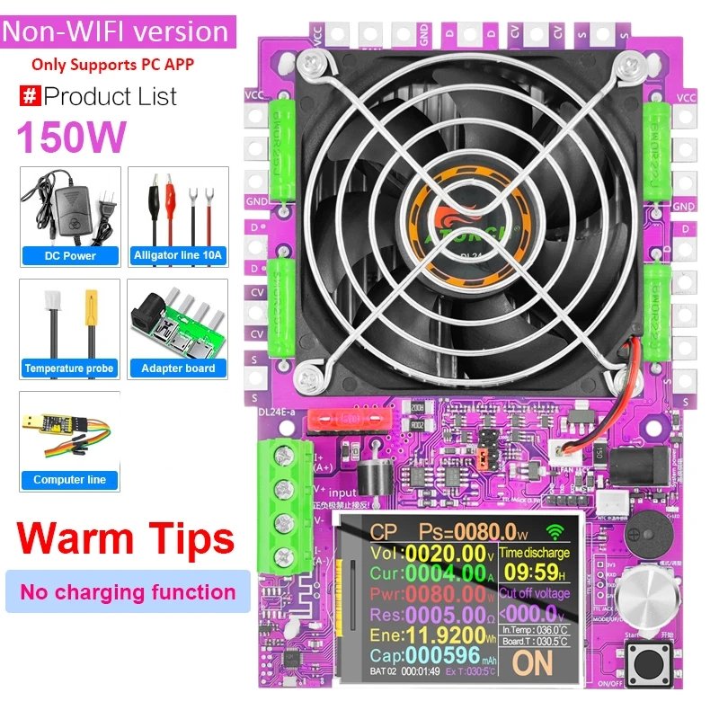 DL24EW 150W WiFi Smart Power Electronic Load Tester DC USB 18650 Voltage Current 48V Battery Capacity Monitor Tools For Tuya app