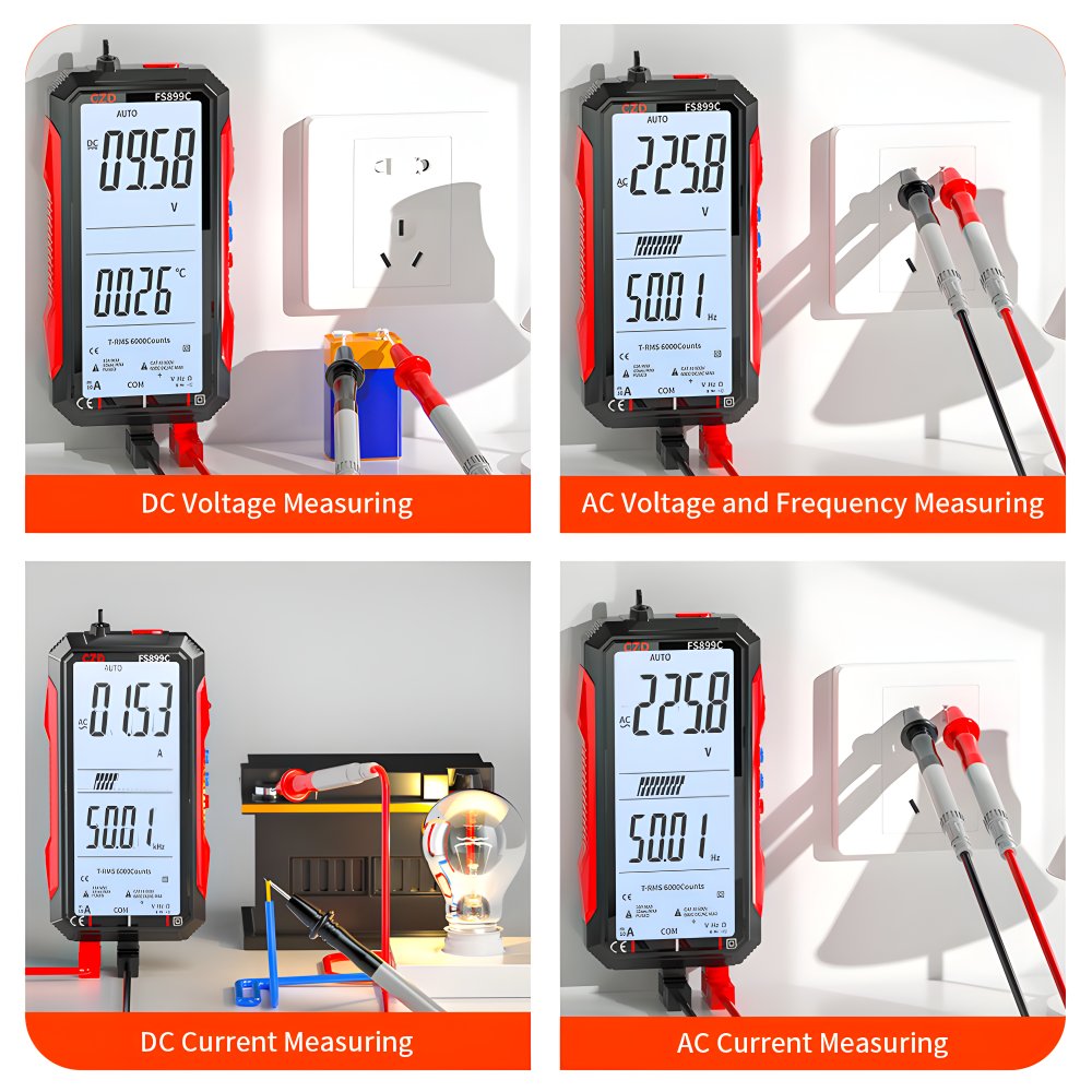Super Full Screen Rechargeable 6000 Counts Auto Range Digital Professional Multimeter Easy to Read Easy to Operate