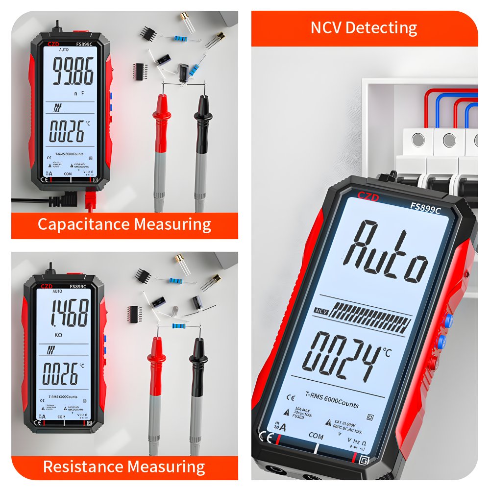 Super Full Screen Rechargeable 6000 Counts Auto Range Digital Professional Multimeter Easy to Read Easy to Operate