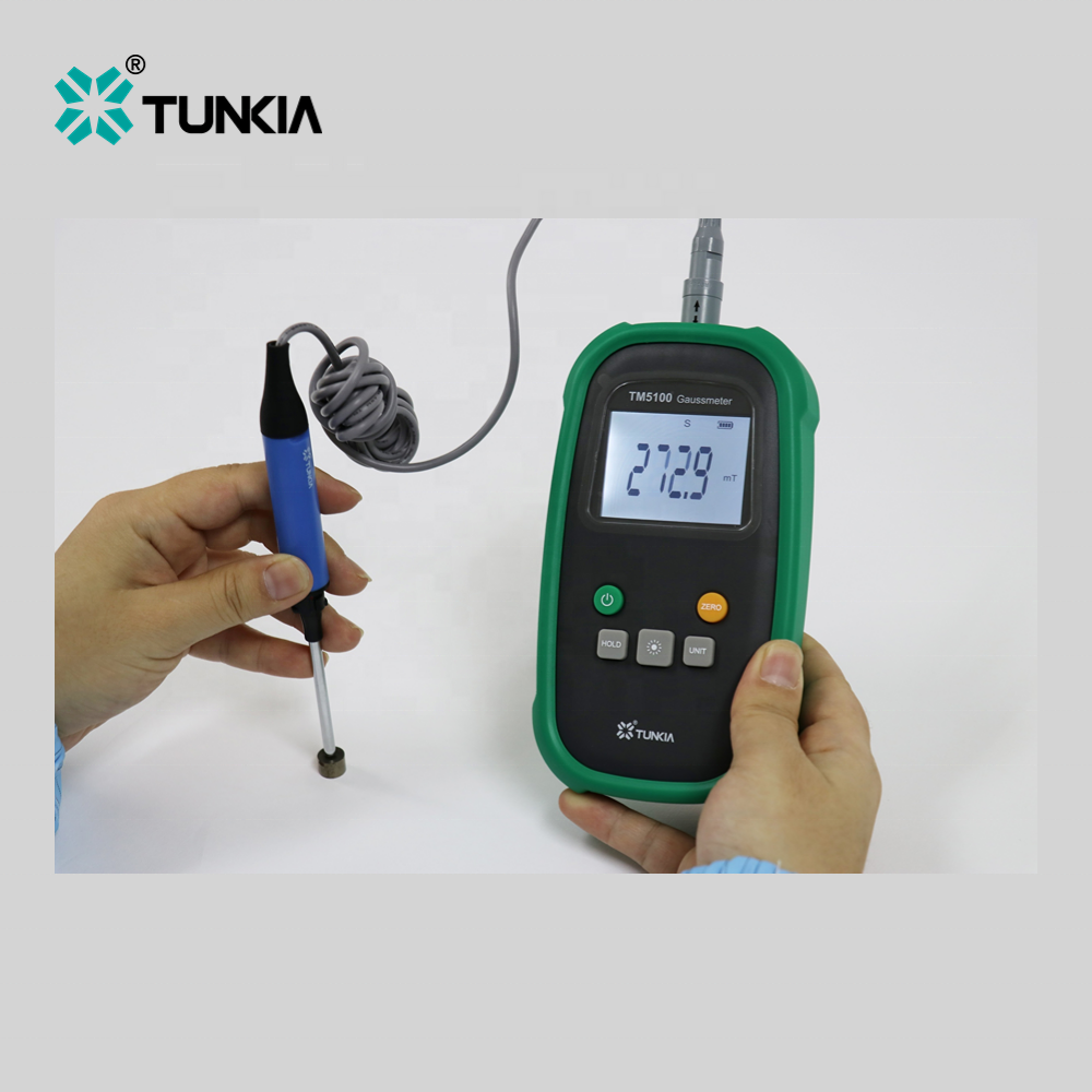 TUNKIA Class 5 Permanent Magnet Gauss Meter Handheld Digital Tesla Meter Magnetic Flux Meter Surface Magnetic Field Test