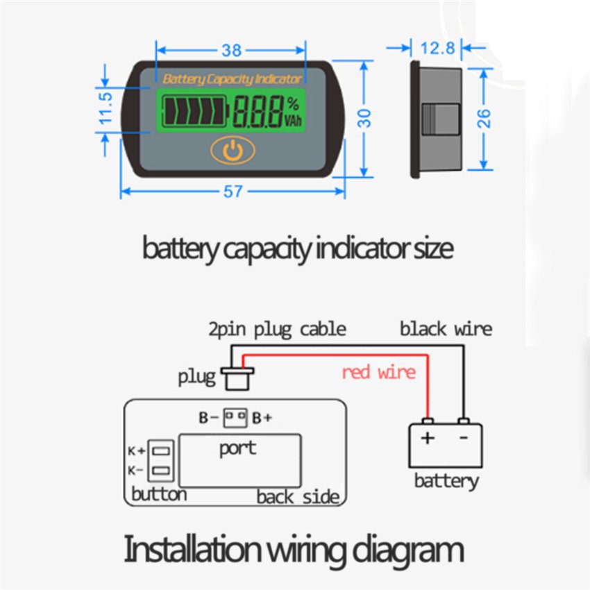 LY7S 7.4V 12V 24V 36V 48V 60V 96V Lithium Battery Capacity Indicator Capacity Tester Lead Acid Battery voltage tester indicator