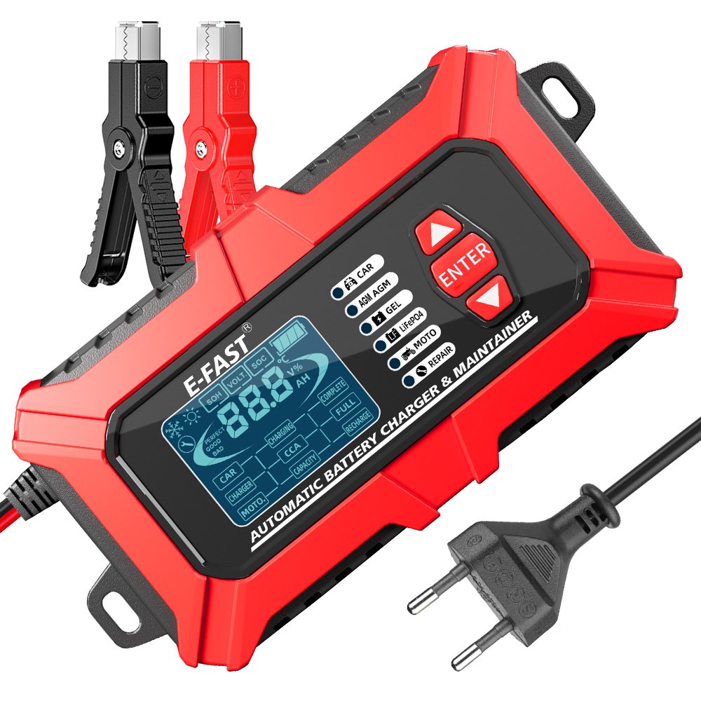 Fast charging 12v motorcycle lead acid battery tester charger pulse repair 12v 6a truck lifepo4 Battery charger for agm efb gel