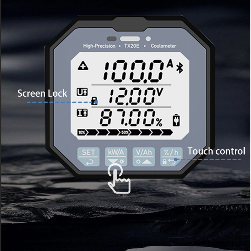 8-80V 50A High Precision Coulometer Display RV Coulomb Display Battery Lithium Battery Charge Meter