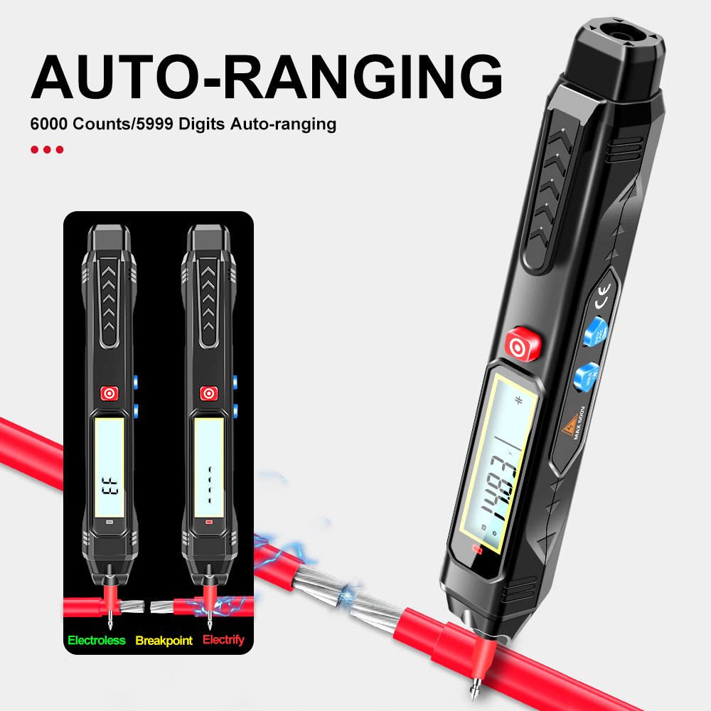Auto-ranging 6000 Counts Pen Style Digital Multimeter Multi Tester NCV Voltage Tester Pen with LCD Screen Displaying