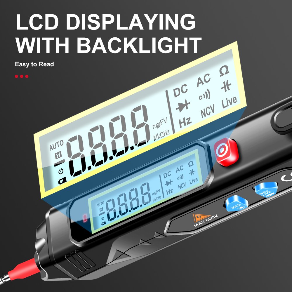 Auto-ranging 6000 Counts Pen Style Digital Multimeter Multi Tester NCV Voltage Tester Pen with LCD Screen Displaying