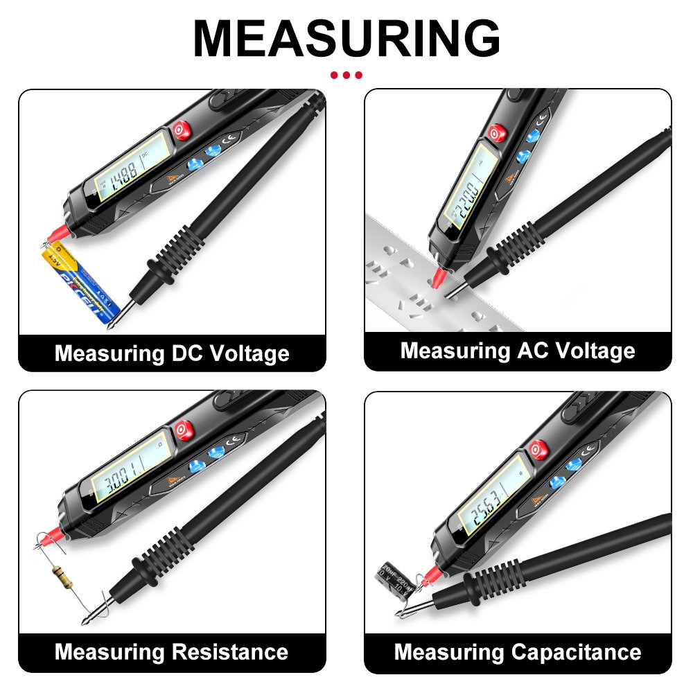 Auto-ranging 6000 Counts Pen Style Digital Multimeter Multi Tester NCV Voltage Tester Pen with LCD Screen Displaying