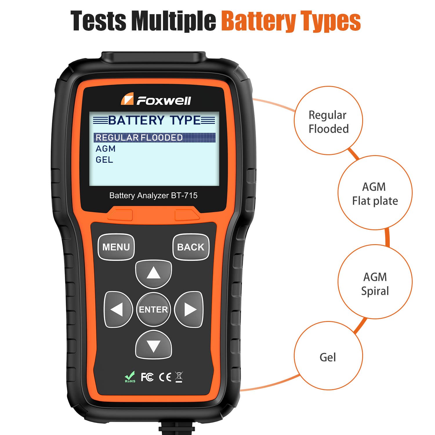 Foxwell BT-715 BT715 Battery Analyzer Support Multi-Language Replaced Foxwell BT-705 BT705