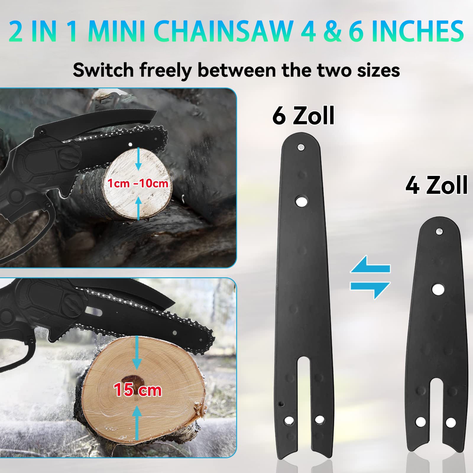 Rechargeable lithium battery wood cutting machine chain saw Household electric chainsaw small pruning power saws motosierra