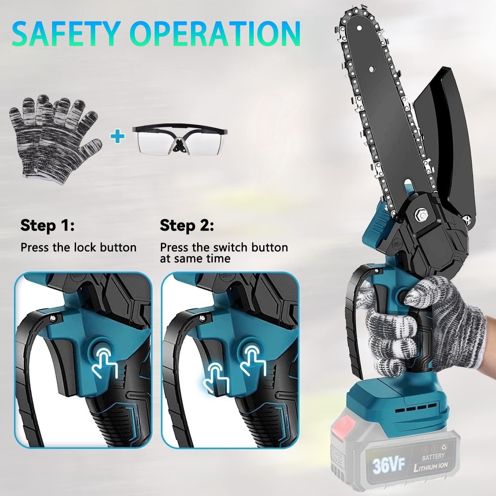 Rechargeable lithium battery wood cutting machine chain saw Household electric chainsaw small pruning power saws motosierra