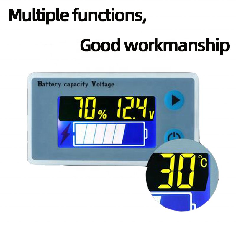 JS-C33 Battery Capacity Monitor 10-100V Battery Level Voltage Temperature Meter 12V 24V 36V 48V Percentage Indicator