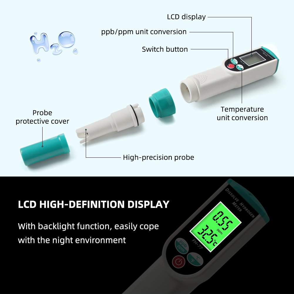 High precision Digital H2 Meter Hydrogen Water Tester Dissolved Hydrogen Meter