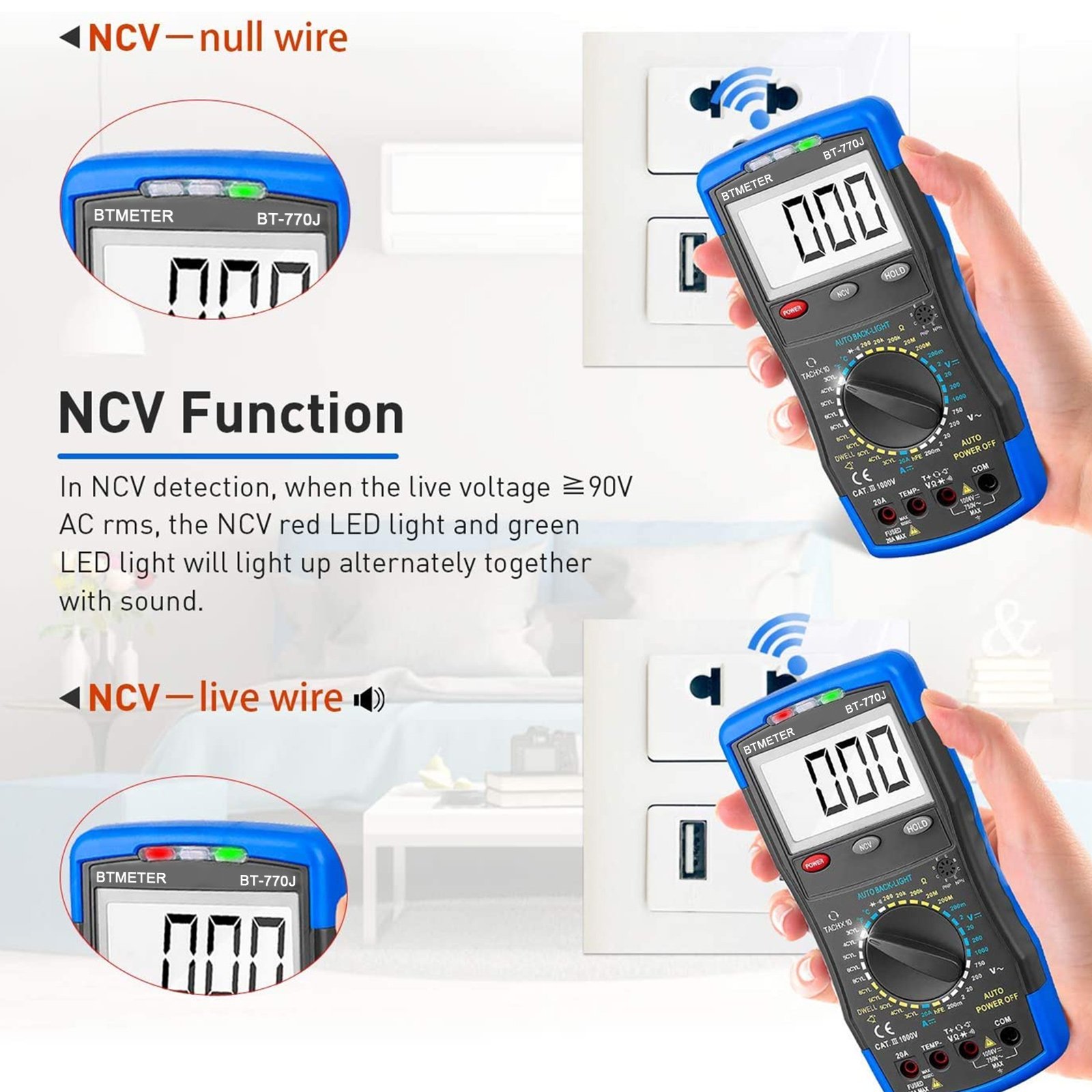 HoldPeak HP-770J, Battery-powered handheld LCD digital multi-meter designed for automotive repair.