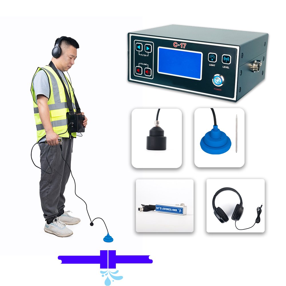 BONDI C-17 Long-Life Ultrasonic Digital Water Leak Detector 2m Underground Industrial Pipe Leaka Test Electronic Battery-Powered